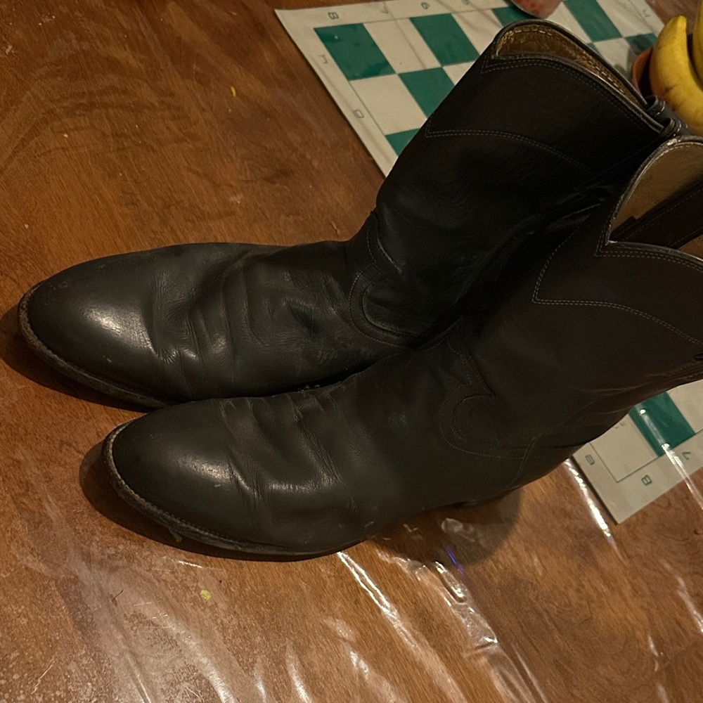 Men's Black Leather Cowboy Boots